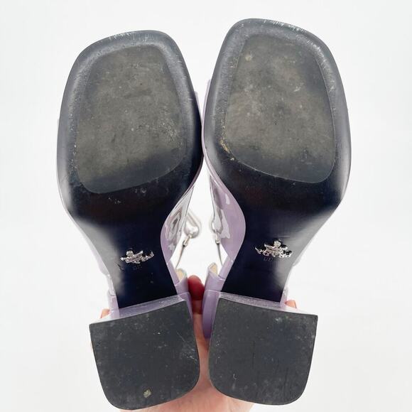Prada Lavender Pastel Purple Patent Leather Ankle Strap Block Heel Sandal IT 39 - Picture 12 of 15